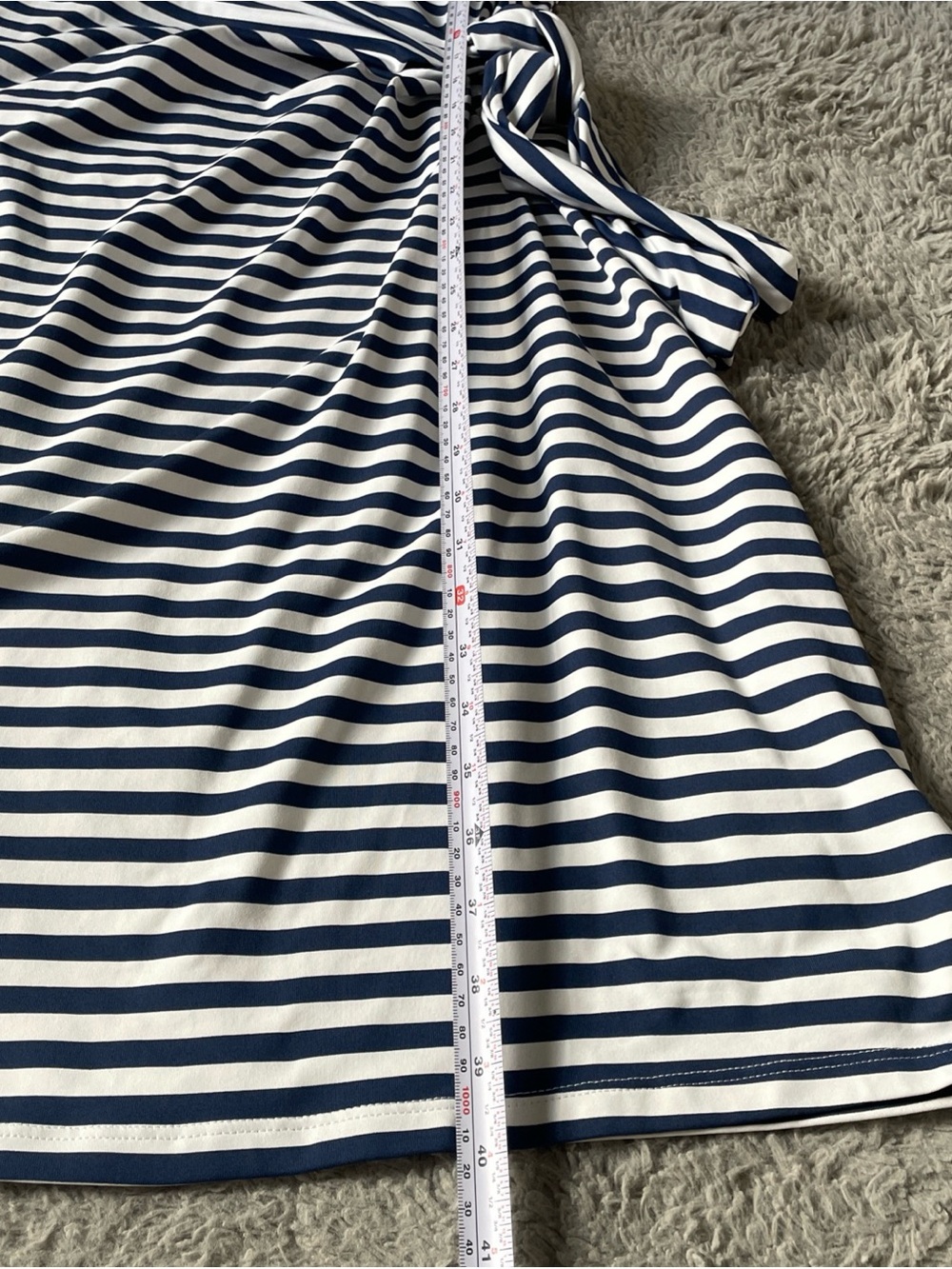 J. McLaughlin Elora Dress Navy White Stripe Catalina Cloth Tie Waist Size Medium - Picture 9 of 10